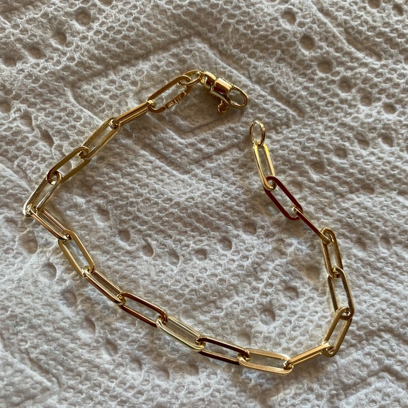 14K Gold Paper Clip Bracelet 7” inches - Picture 7 of 14